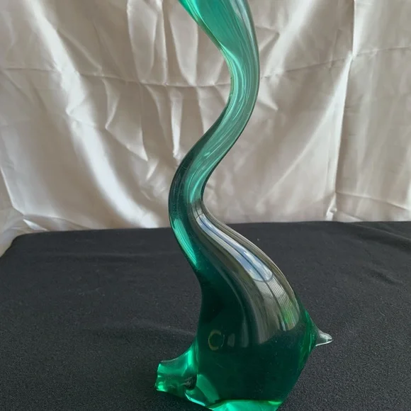 Handmade Vintage Teal Blue Vintage Glass Bird Sculpture